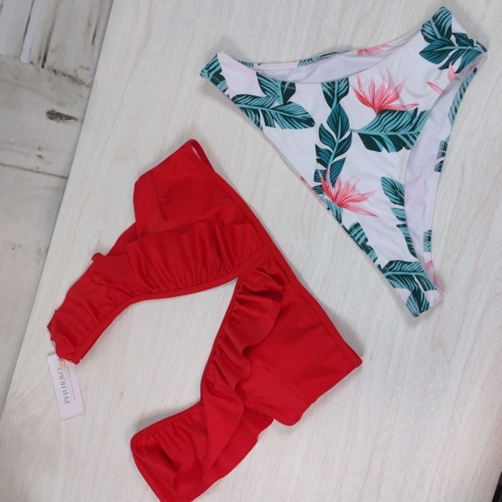 Phurro Red and Floral Bikini, XL